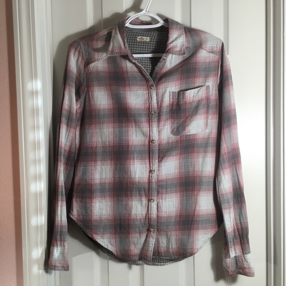 HOLLISTER Co. Women's Long Sleeve Plaid Button Dow